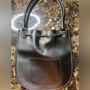 Elegant Black Leather Tote Bag